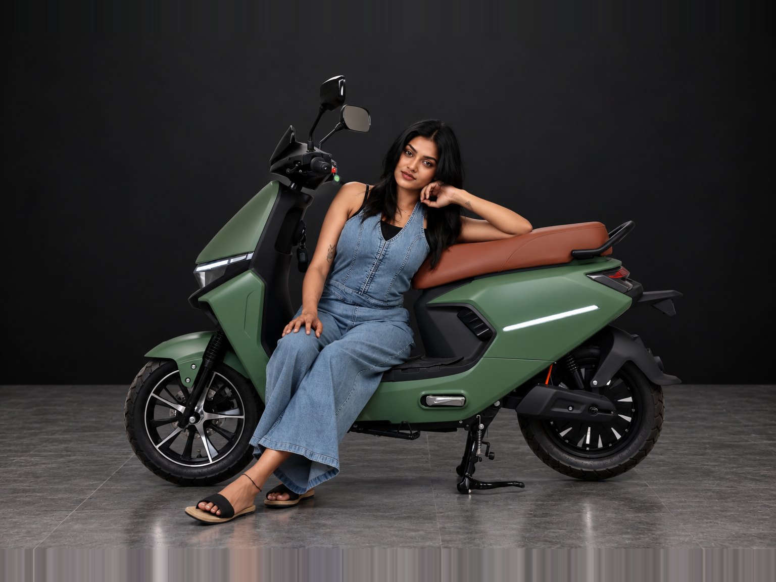 M2 in Green, angled view with rider